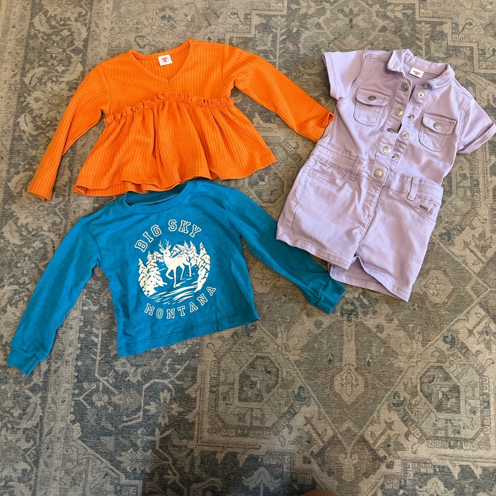 2T Fabkids like new shirts and denim romper